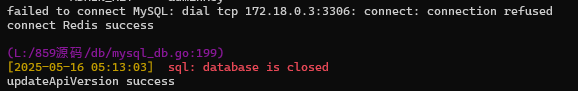 failed to connect MySQL: dial tcp xxx:3306: connect: connection refused